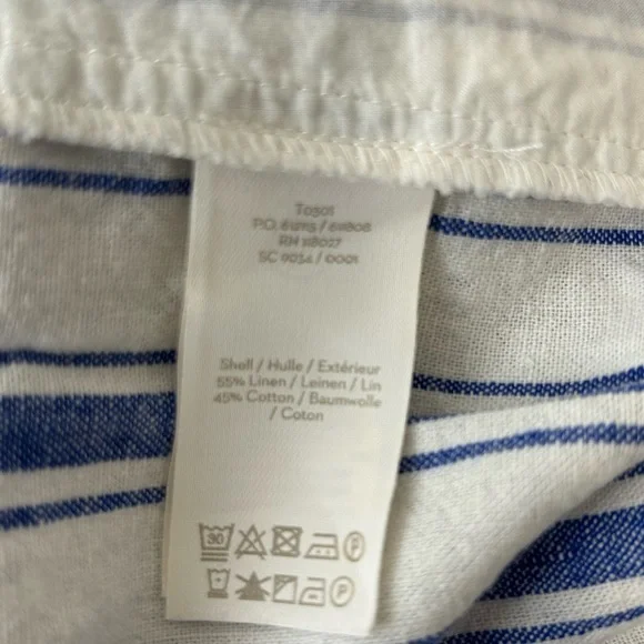 Boden Linen Blend Striped Tie Waist Paperbag Shorts Blue White Size 10 Medium - Picture 4 of 5